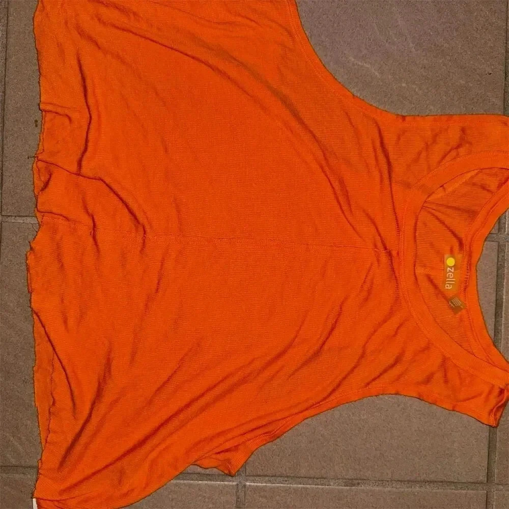 Zella Women's Orange Scoop Neck Tank Top Size XL Sleeveless Lightweight - Picture 5 of 6